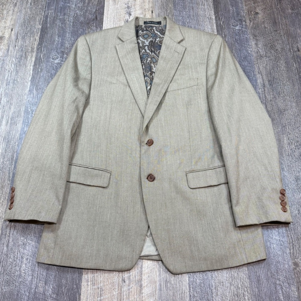Lauren Ralph Lauren Blazer Mens 40R Tan Two Button Paisley Lining Sport Coat